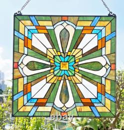 Tiffany Style Stained Glass Window Panel 20 W Mission Arts & Crafts Suncatcher