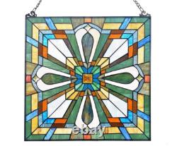 Tiffany Style Stained Glass Window Panel 20 W Mission Arts & Crafts Suncatcher