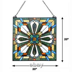 Tiffany Style Stained Glass Window Panel 20 W Mission Arts & Crafts Suncatcher