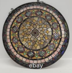 Tiffany Style Stained Glass Window Panel 21 Round Nature Colors And Neutrals