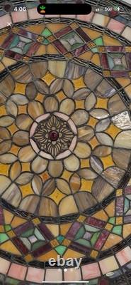 Tiffany Style Stained Glass Window Panel 21 Round Nature Colors And Neutrals