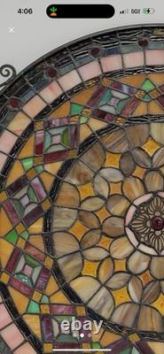 Tiffany Style Stained Glass Window Panel 21 Round Nature Colors And Neutrals