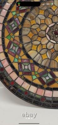 Tiffany Style Stained Glass Window Panel 21 Round Nature Colors And Neutrals