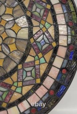 Tiffany Style Stained Glass Window Panel 21 Round Nature Colors And Neutrals