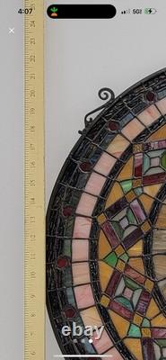 Tiffany Style Stained Glass Window Panel 21 Round Nature Colors And Neutrals