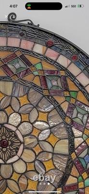 Tiffany Style Stained Glass Window Panel 21 Round Nature Colors And Neutrals