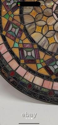 Tiffany Style Stained Glass Window Panel 21 Round Nature Colors And Neutrals