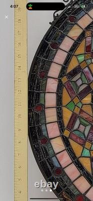 Tiffany Style Stained Glass Window Panel 21 Round Nature Colors And Neutrals