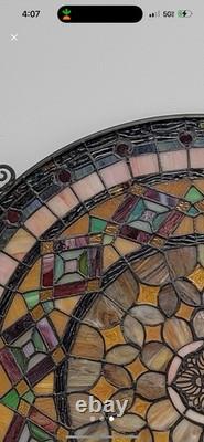 Tiffany Style Stained Glass Window Panel 21 Round Nature Colors And Neutrals