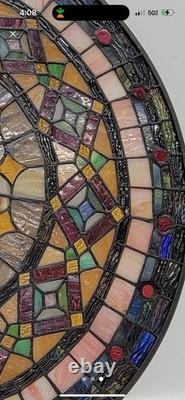 Tiffany Style Stained Glass Window Panel 21 Round Nature Colors And Neutrals