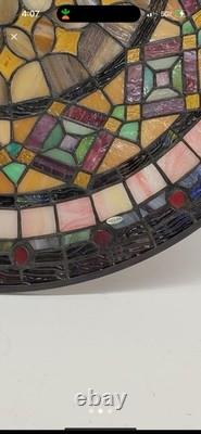 Tiffany Style Stained Glass Window Panel 21 Round Nature Colors And Neutrals