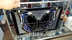 Tiffany Style Stained Glass Window Panel BUTTERFLY 21 × 15 inches! BEAUTIFUL