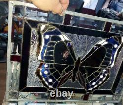 Tiffany Style Stained Glass Window Panel BUTTERFLY 21 × 15 inches! BEAUTIFUL