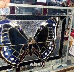 Tiffany Style Stained Glass Window Panel BUTTERFLY 21 × 15 inches! BEAUTIFUL