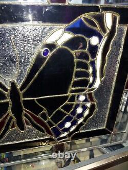 Tiffany Style Stained Glass Window Panel BUTTERFLY 21 × 15 inches! BEAUTIFUL