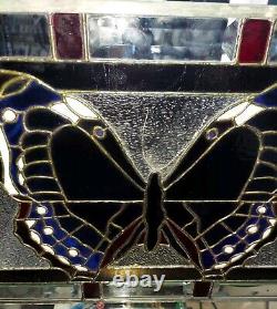 Tiffany Style Stained Glass Window Panel BUTTERFLY 21 × 15 inches! BEAUTIFUL