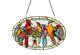 Tiffany Style Stained Glass Window Panel Cardinal and Flock of Birds