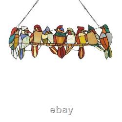 Tiffany Style Stained Glass Window Panel Colorful Flock of Birds