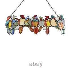 Tiffany Style Stained Glass Window Panel Colorful Flock of Birds