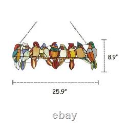 Tiffany Style Stained Glass Window Panel Colorful Flock of Birds