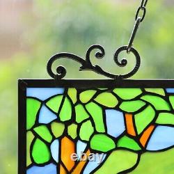 Tiffany Style Stained Glass Window Panel Colorful Summer Forest Tree Design