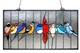 Tiffany Style Stained Glass Window Panel Festival Flock of Birds with a Cardinal