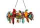 Tiffany Style Stained Glass Window Panel Festival Flock of Birds with a Cardinal