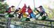 Tiffany Style Stained Glass Window Panel Flock of Birds with a pair of Cardinals