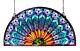 Tiffany Style Stained Glass Window Panel Half Moon Handcrafted Peacock Design