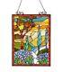Tiffany Style Stained Glass Window Panel Handcrafted Floral Design 18 X 24