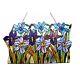 Tiffany Style Stained Glass Window Panel Handcrafted Iris LAST ONE THIS PRICE