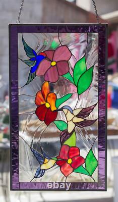 Tiffany Style Stained Glass Window Panel RV Clear Beveled Diamond Victorian