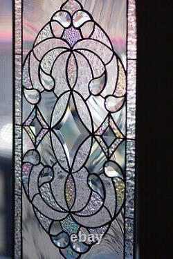 Tiffany Style Stained Glass Window Panel RV Clear Beveled Diamond Victorian