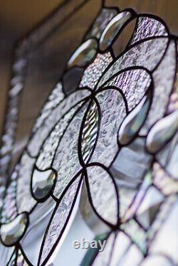 Tiffany Style Stained Glass Window Panel RV Clear Beveled Diamond Victorian