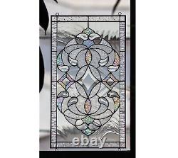 Tiffany Style Stained Glass Window Panel RV Clear Beveled Diamond Victorian