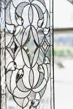 Tiffany Style Stained Glass Window Panel RV Clear Beveled Diamond Victorian