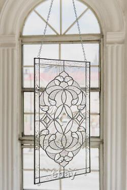 Tiffany Style Stained Glass Window Panel RV Clear Beveled Diamond Victorian