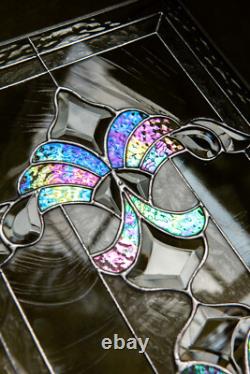 Tiffany Style Stained Glass Window Panel RV Clear Beveled Royal Arrow 21x12 in