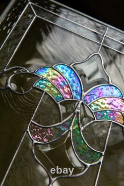 Tiffany Style Stained Glass Window Panel RV Clear Beveled Royal Arrow 21x12 in