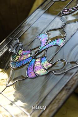 Tiffany Style Stained Glass Window Panel RV Clear Beveled Royal Arrow 21x12 in