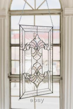 Tiffany Style Stained Glass Window Panel RV Clear Beveled Royal Arrow 21x12 in