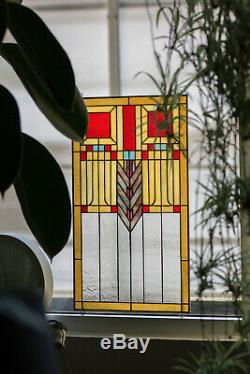 Tiffany Style Stained Glass Window Panel RV Frank Lloyd Wright Inspired Prairie