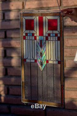 Tiffany Style Stained Glass Window Panel RV Frank Lloyd Wright Inspired Prairie