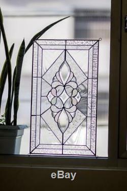 Tiffany Style Stained Glass Window Panel RV Iridescent Beveled VICTORIAN FLORAL