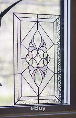 Tiffany Style Stained Glass Window Panel RV Iridescent Beveled VICTORIAN FLORAL