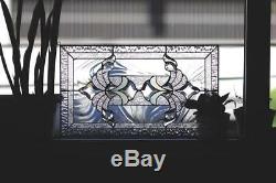 Tiffany Style Stained Glass Window Panel RV Iridescent Beveled VICTORIAN SWIRLS