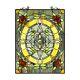 Tiffany Style Stained Glass Window Panel Rose Flower Floral Design 25H