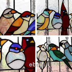 Tiffany Style Stained Glass Window Panel Singing Birds LAST ONE THIS PRICE