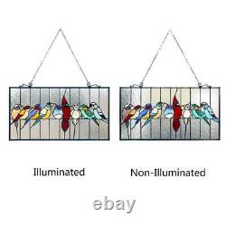 Tiffany Style Stained Glass Window Panel Singing Birds LAST ONE THIS PRICE