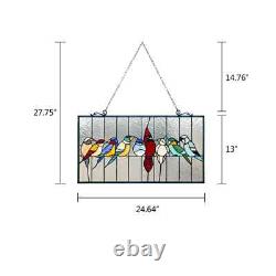 Tiffany Style Stained Glass Window Panel Singing Birds LAST ONE THIS PRICE